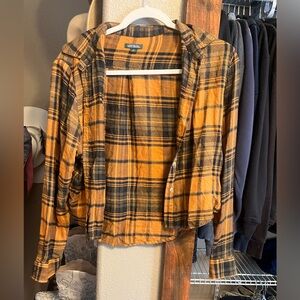 Black and orange cropped button up